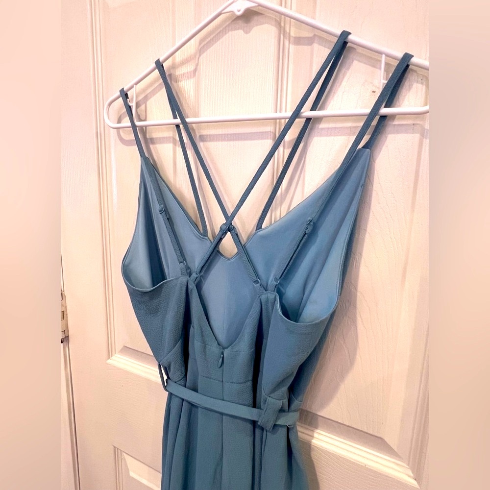 Very J Blue strappy jumpsuit slit leg pockets  cottagecore fairycore coquette - Picture 8 of 13